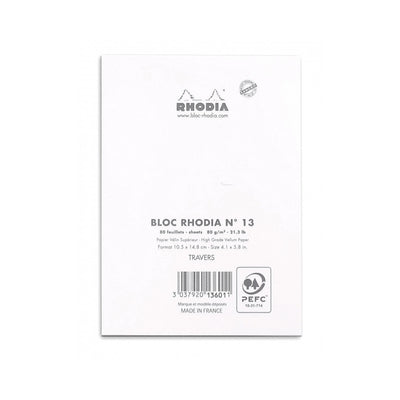 Rhodia Staplebound Notepad - Lined 80 sheets - 4 x 6 - White cover | Atlas Stationers.
