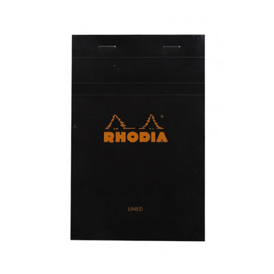 Rhodia Staplebound Notepad - Lined 80 sheets - 4 3/8 x 6 3/8 - Black cover | Atlas Stationers.