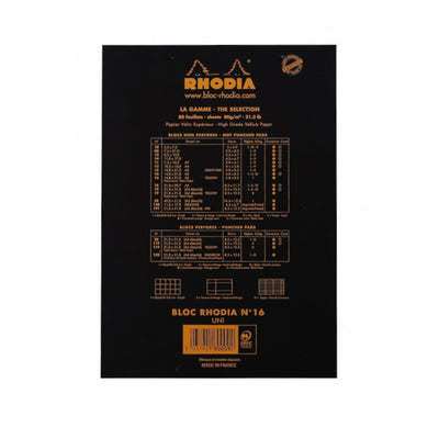 Rhodia Staplebound Notepad - Blank 80 sheets - 6 x 8 1/4 - Black cover | Atlas Stationers.