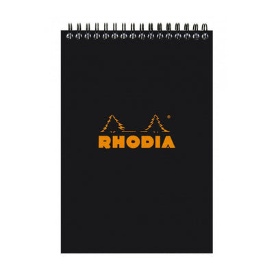 Rhodia Wirebound Notepad - Lined 80 sheets - 6 x 8 1/4 - Black cover | Atlas Stationers.