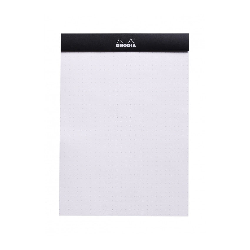 Rhodia Staplebound Notepad - Dot grid 80 sheets - 6 x 8 1/4 - Black cover | Atlas Stationers.