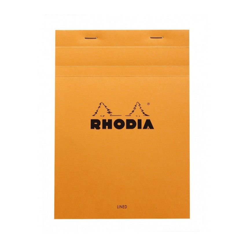 Rhodia Staplebound Notepad - Lined w/ margin 80 sheets - 6 x 8 1/4 - Orange cover | Atlas Stationers.
