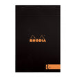 Rhodia "R" Premium Stapled Notepad, Lined, Black Cover, 8 14" x 11 3/4" | Atlas Stationers.