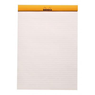 Rhodia "R" Premium Stapled Notepad, Lined, Black Cover, 8 14" x 11 3/4" | Atlas Stationers.