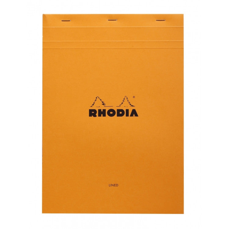 Rhodia Staplebound Notepad - Lined w/ margin 80 sheets - 8 1/4 x 11 3/4 - Orange cover | Atlas Stationers.