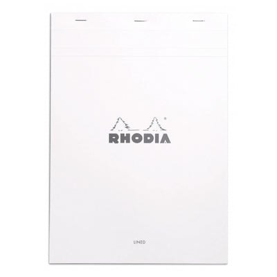 Rhodia Staplebound Notepad - Lined w/ margin 80 sheets - 8 1/4 x 11 3/4 - White cover | Atlas Stationers.