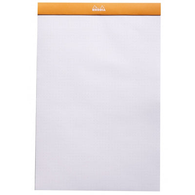 Rhodia Staplebound Notepad - Dot grid 80 sheets - 8 1/4 x 12 1/2 - Orange cover | Atlas Stationers.