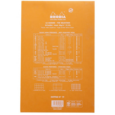 Rhodia Staplebound Notepad - Dot grid 80 sheets - 8 1/4 x 12 1/2 - Orange cover | Atlas Stationers.