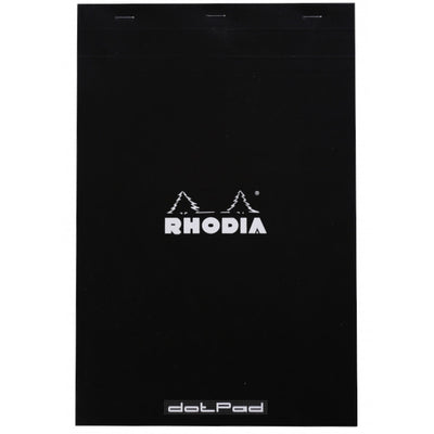 Rhodia Staplebound Notepad - Dot grid 80 sheets - 8 1/4 x 12 1/2 - Black cover | Atlas Stationers.