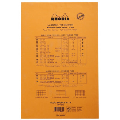 Rhodia Staplebound Notepad - Lined 80 sheets / Yellow paper - 8 1/4 x 12 1/2 - Orange cover | Atlas Stationers.