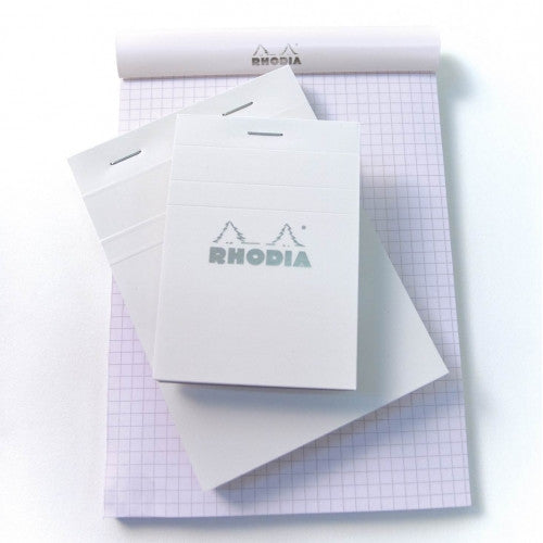 Rhodia Staplebound Notepad - Lined 80 sheets - 3 3/8 x 4 3/4 - White cover | Atlas Stationers.