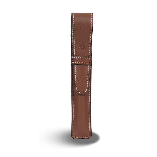 Recife Single Leather Flap Pen Case - Cognac | Atlas Stationers.
