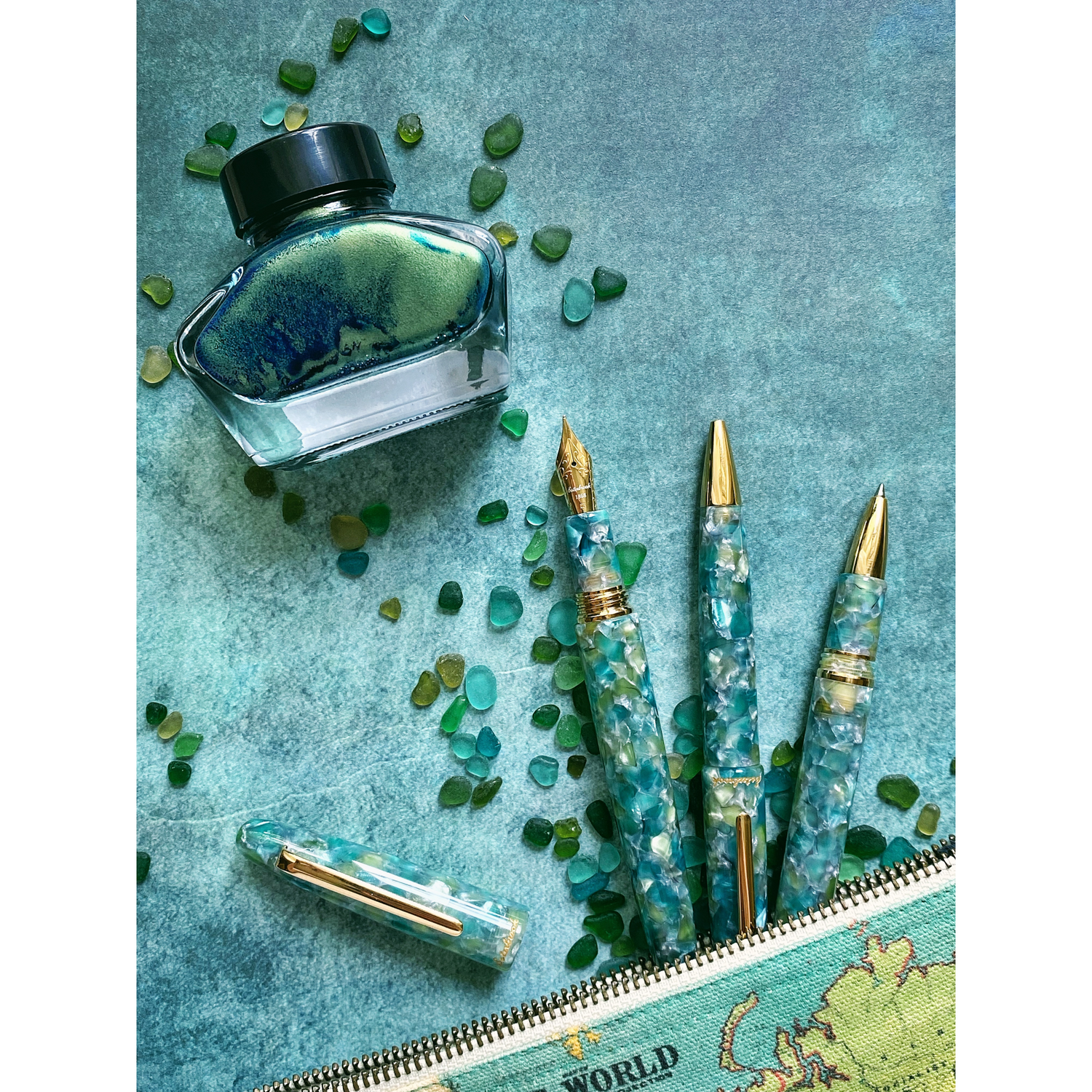 Esterbrook Estie Fountain Pen - Sea Glass w/ Gold Trim | Atlas Stationers.