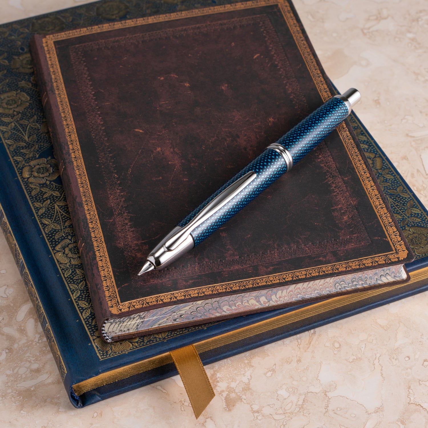 Pilot Vanishing Point Fountain Pen - Blue Carbonesque | Atlas Stationers.