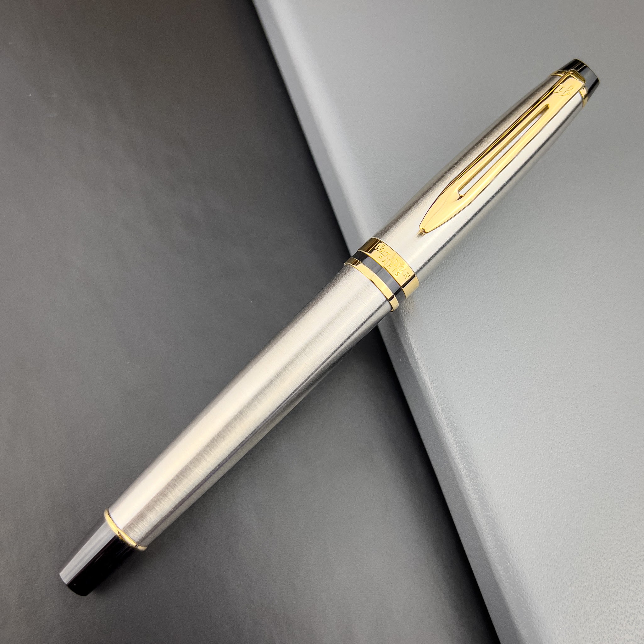 Waterman Expert Rollerball Pen - Stainless w/ Gold Trim – Atlas