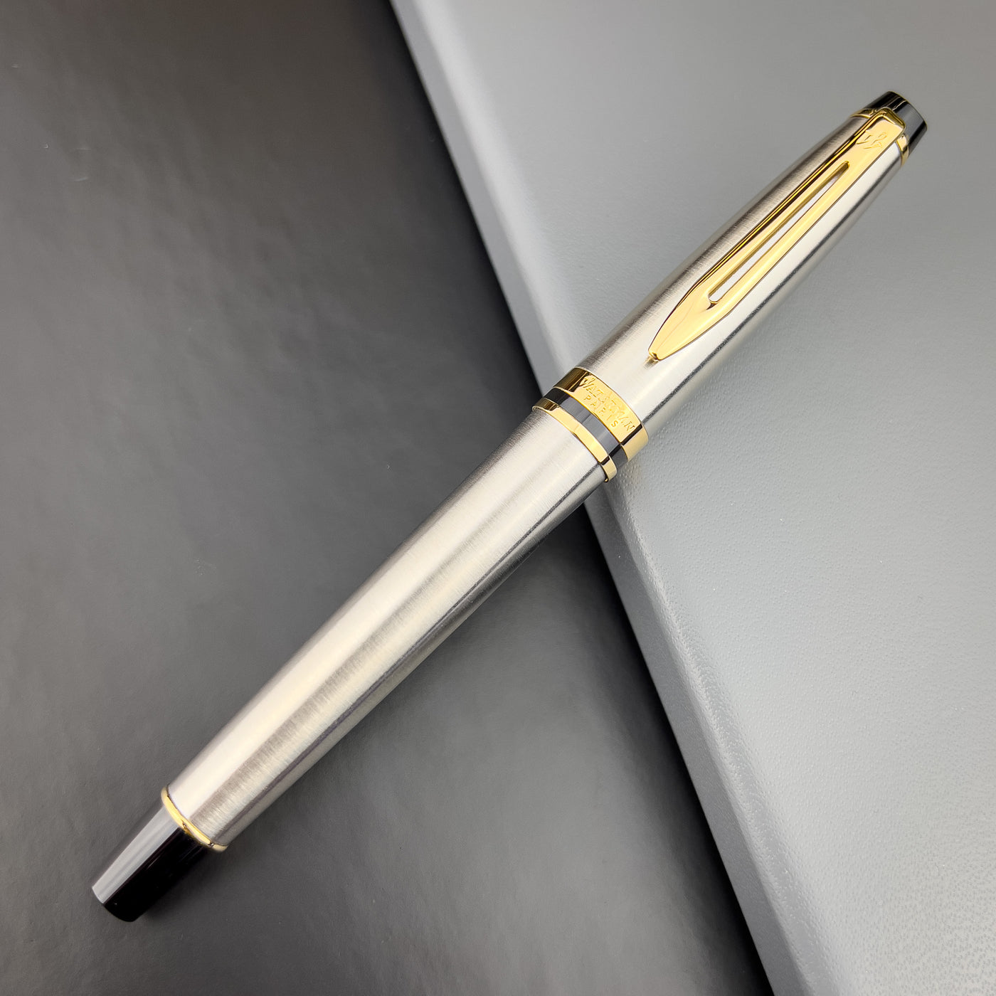 Waterman Expert Rollerball Pen - Stainless w/ Gold Trim | Atlas Stationers.