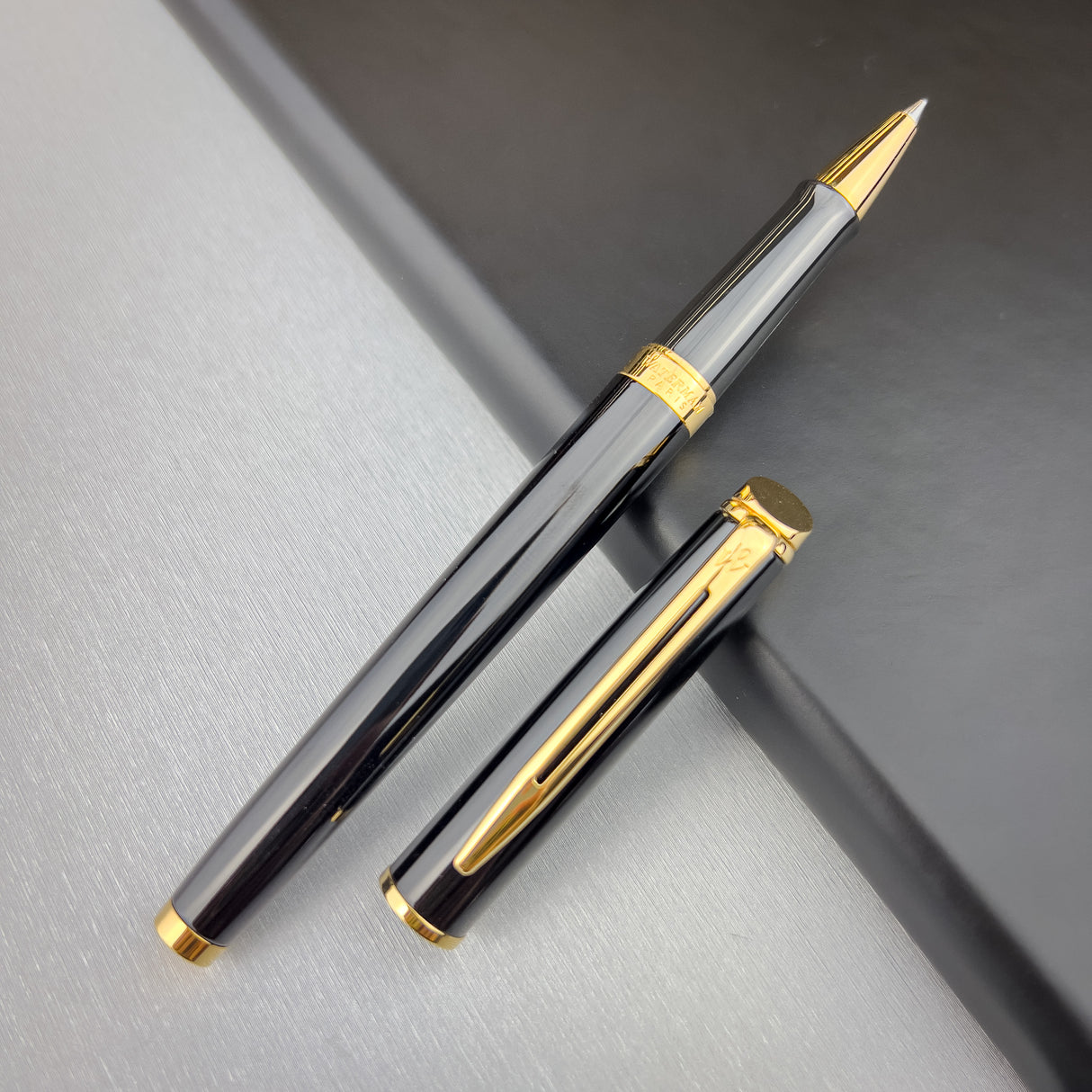Waterman Hemisphere Rollerball Pen - Black w/ Gold Trim | Atlas Stationers.
