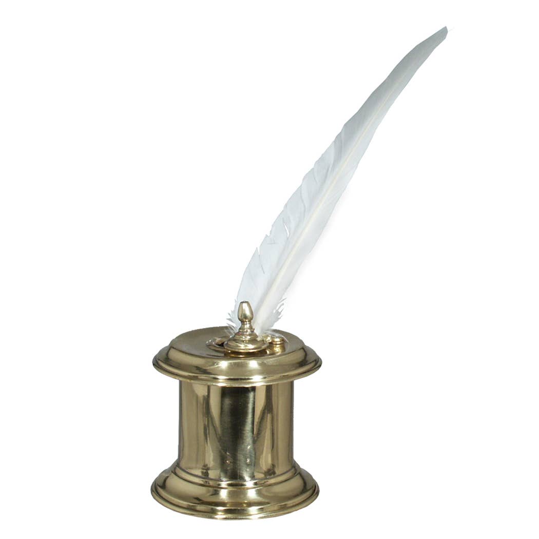 3-1/2" Solid Polished Brass Nautical Captain's Inkwell