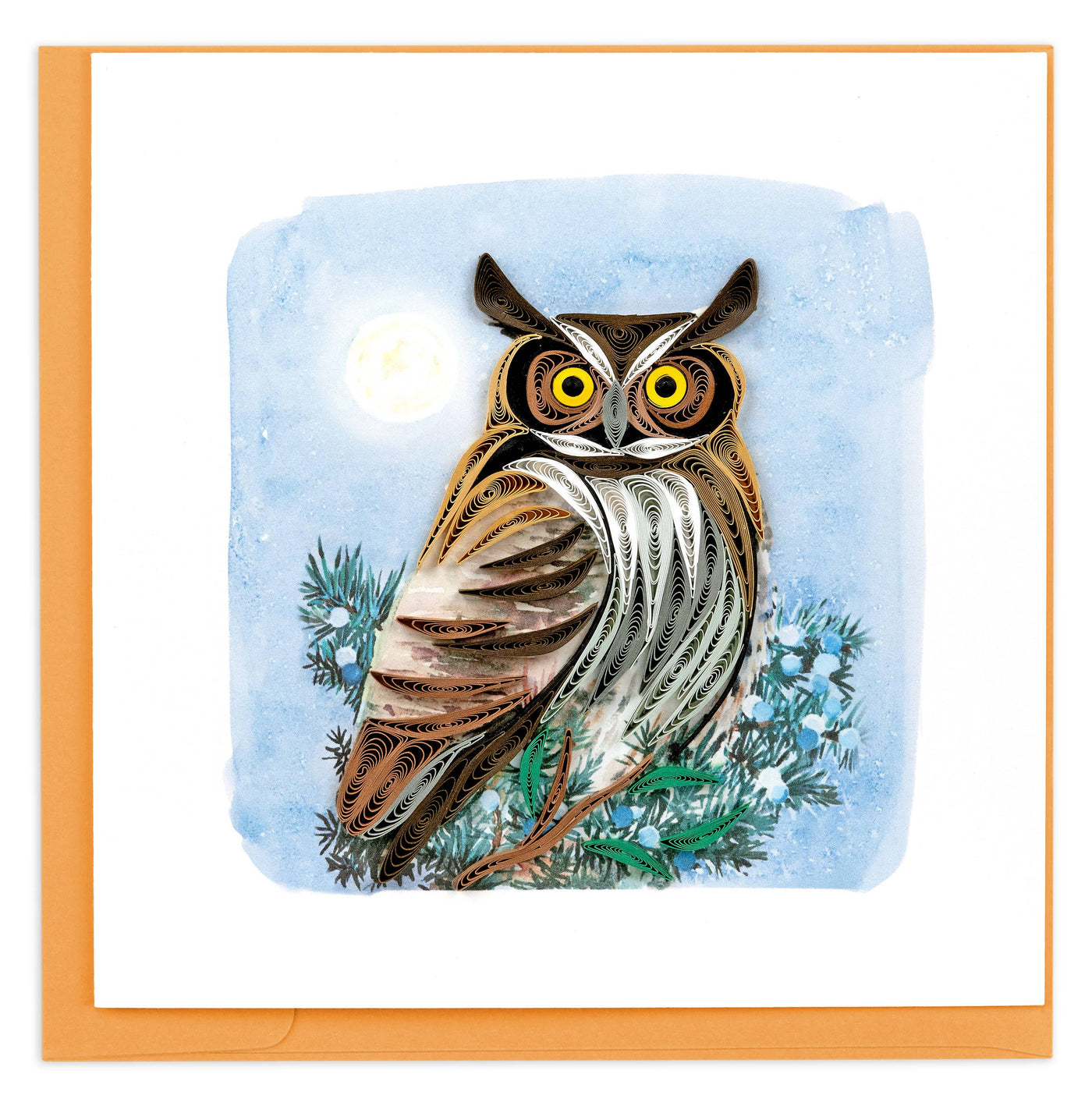 Quilled Great Horned Owl Greeting Card