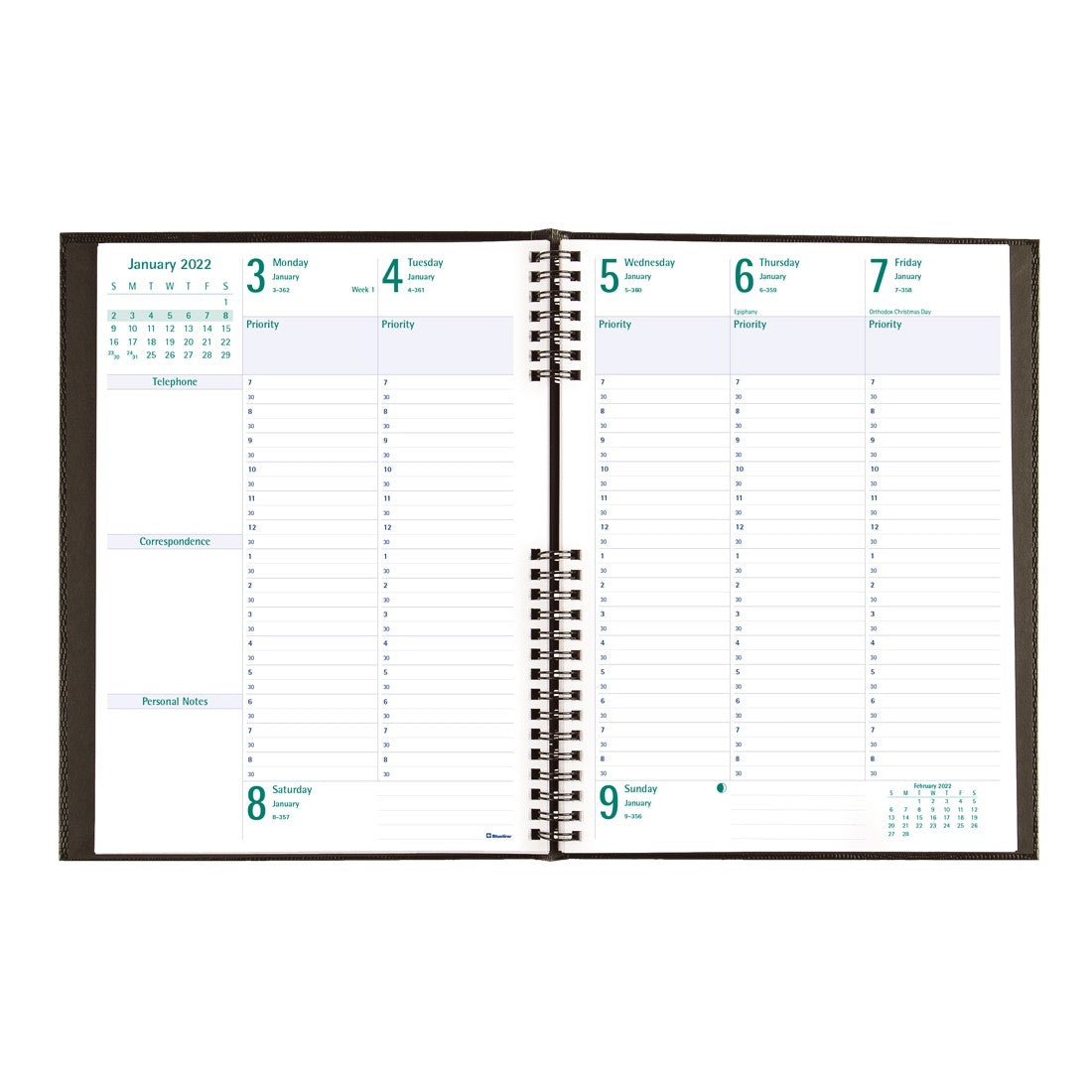 Timanager CoilPro Weekly Planner - 7 5/8" 10 1/4" - Black Cover | Atlas Stationers.