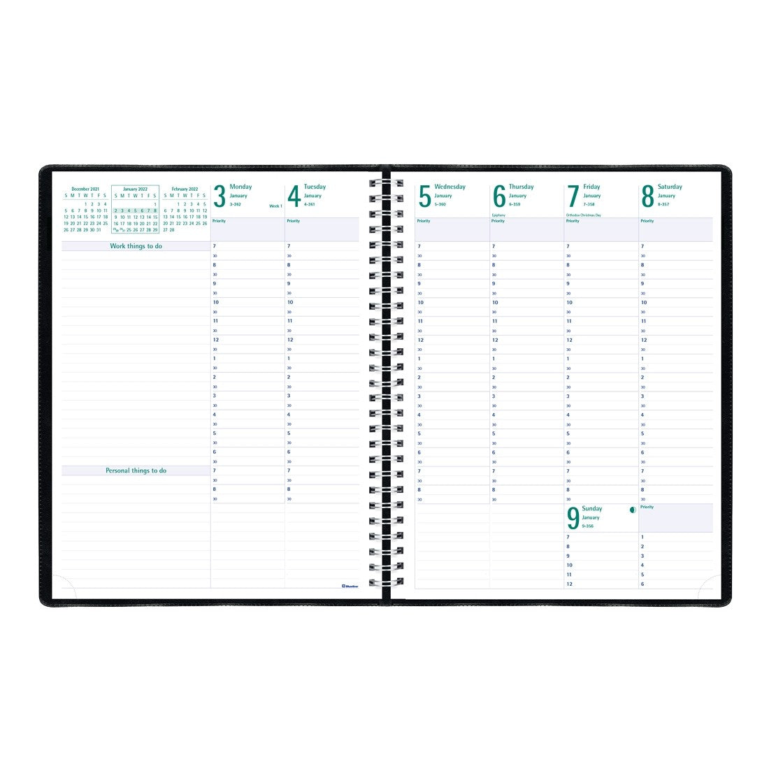 Timanager Weekly Planner - 8 1/2" x 11" - Black Cover | Atlas Stationers.