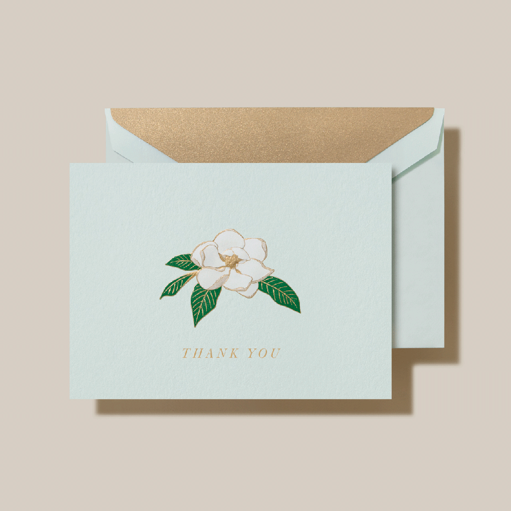 Crane Magnolia Thank You Note Stationery | Atlas Stationers.