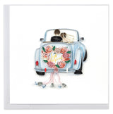 Quilled Just Married Car Wedding Greeting Card