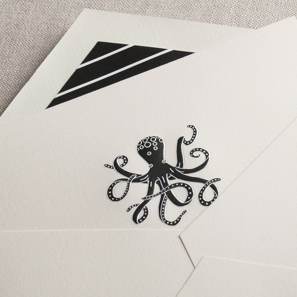 Engraved Ocotopus Note | Atlas Stationers.