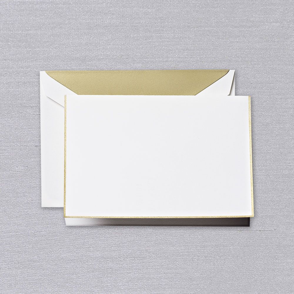 Gold Bordered Pearl White Note | Atlas Stationers.