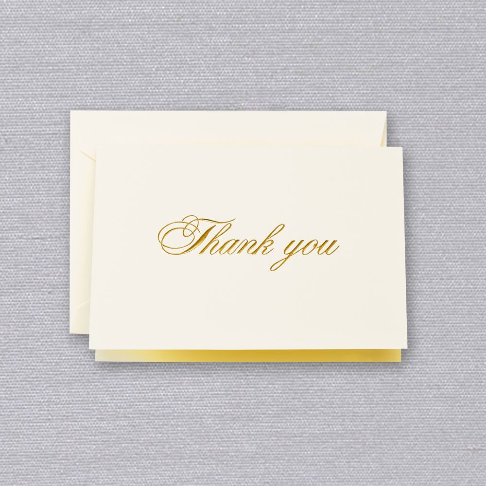 Gold Script Thank You Note | Atlas Stationers.