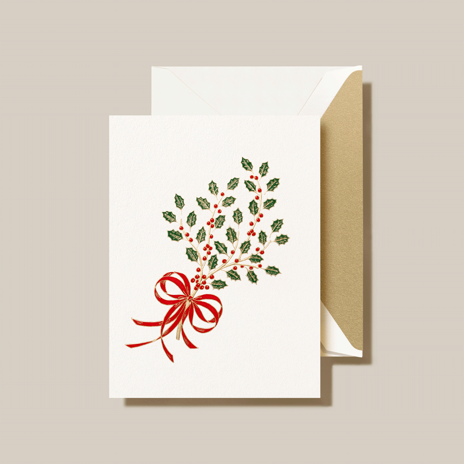 Crane Boxed Holiday Cards - Holly Sprig | Atlas Stationers.