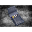 Galen Leather 5 Pen Flap Case - Crazy Horse Navy Blue | Atlas Stationers.