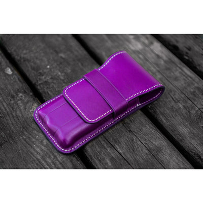 Galen Leather 3 Pen Flap Case - Purple | Atlas Stationers.