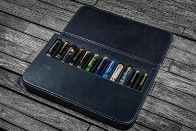 Galen Leather Magnum Opus 12 Slot Pen Case - Black | Atlas Stationers.