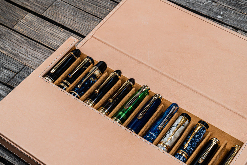 Galen Leather Magnum Opus 12 Slot Pen Case - Undyed | Atlas Stationers.