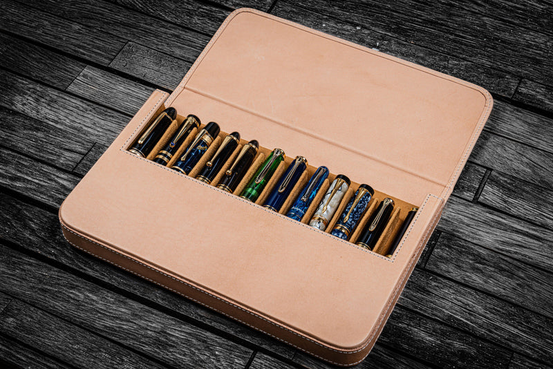 Galen Leather Magnum Opus 12 Slot Pen Case - Undyed | Atlas Stationers.