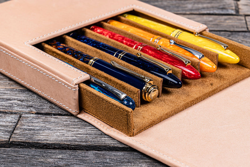 Galen Leather Magnum Opus 6 Slot Pen Case - Undyed | Atlas Stationers.