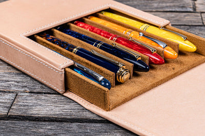 Galen Leather Magnum Opus 6 Slot Pen Case - Undyed | Atlas Stationers.