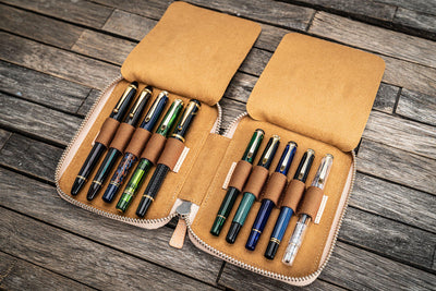 Galen Leather 10 Pen Zipper Case - Undyed | Atlas Stationers.