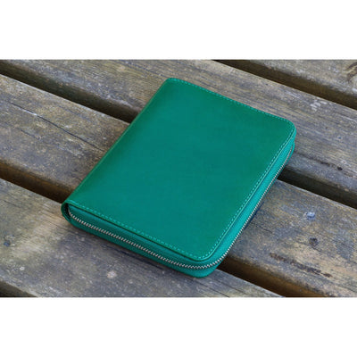 Galen Leather 5 Pen Zipper Case - Green | Atlas Stationers.