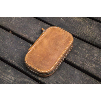 Galen Leather 6 Pen Zipper Case - Crazy Horse Brown | Atlas Stationers.
