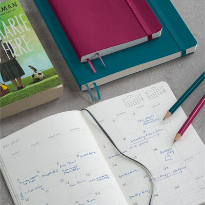 Monthly Planner with Notebook - Paperback (B6+) 5" x 7 1/2" - Port Red | Atlas Stationers.