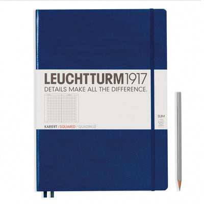 Leuchtturm A4+ Master Slim Hardcover Notebook - Navy - Squared | Atlas Stationers.