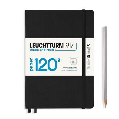 Leuchtturm A5 120g Hardcover Notebook - Black - Dot Grid | Atlas Stationers.
