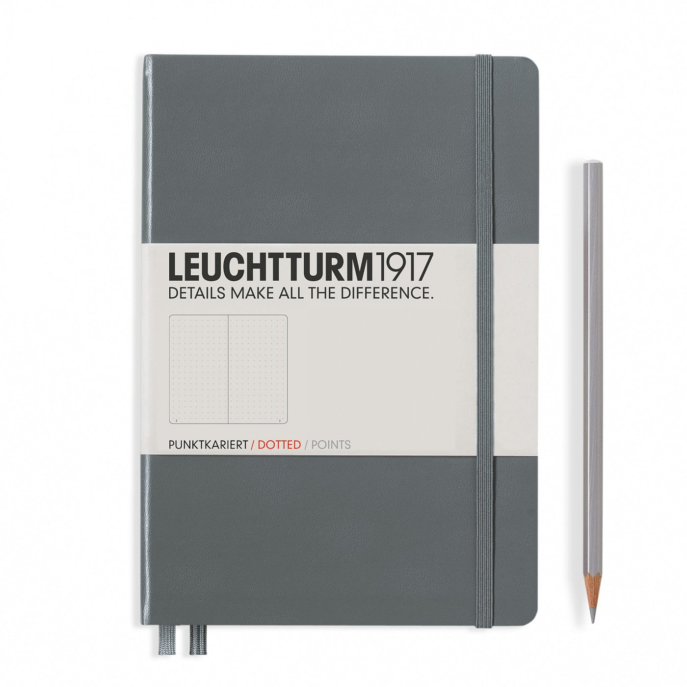 Leuchtturm A5 Hardcover Notebook - Anthracite Grey - Dot Grid | Atlas Stationers.