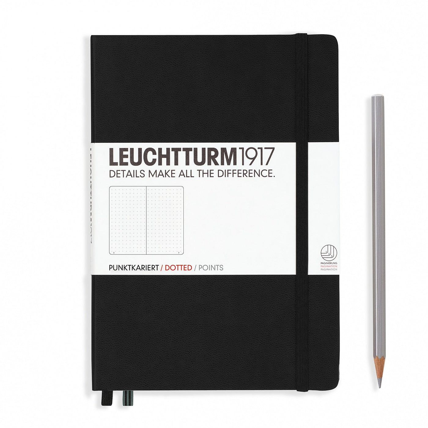 Leuchtturm A5 Hardcover Notebook - Black - Dot Grid | Atlas Stationers.