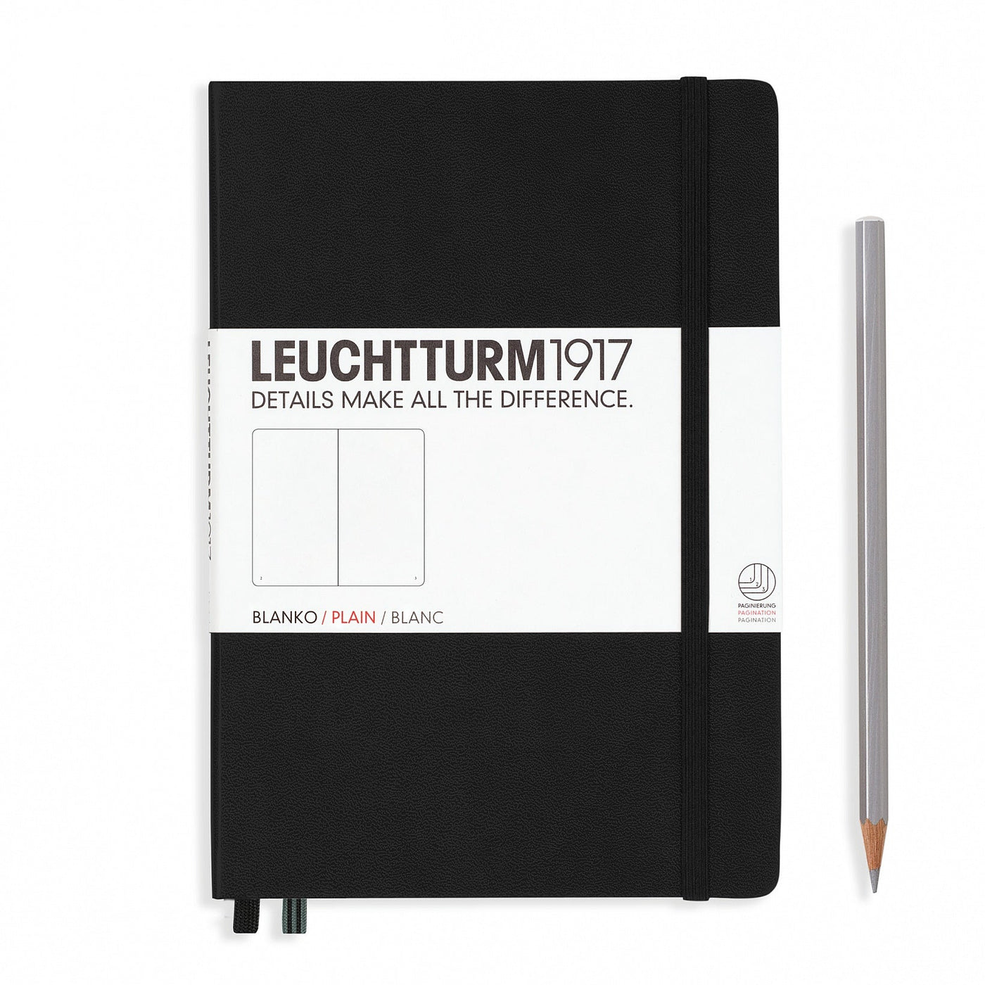 Leuchtturm A5 Hardcover Notebook - Black - Plain | Atlas Stationers.
