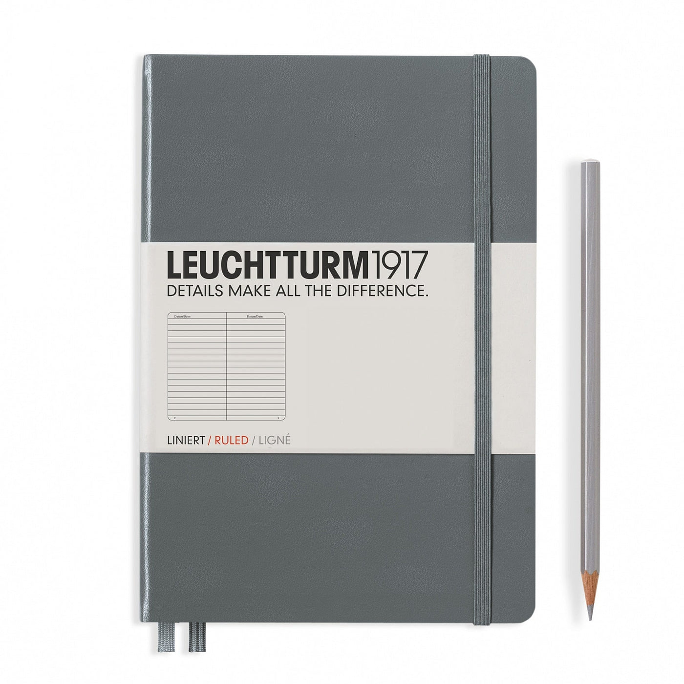 Leuchtturm A5 Hardcover Notebook - Anthracite Grey - Ruled | Atlas Stationers.