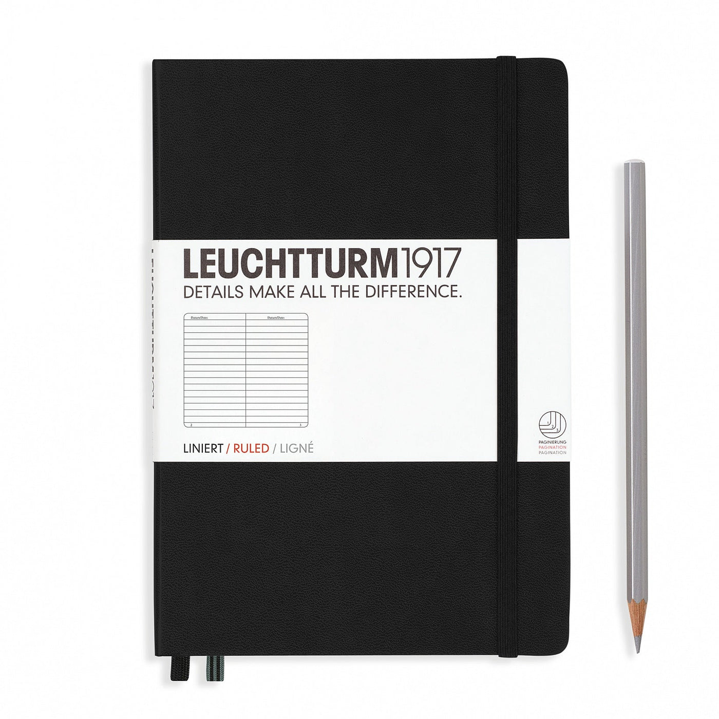 Leuchtturm A5 Hardcover Notebook - Black - Ruled | Atlas Stationers.
