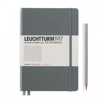 Leuchtturm A5 Hardcover Notebook - Anthracite Grey - Squared | Atlas Stationers.